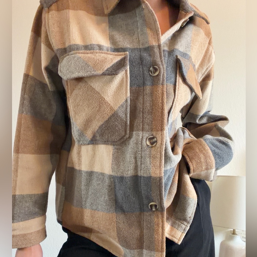 Plaid Button-Up Jacket